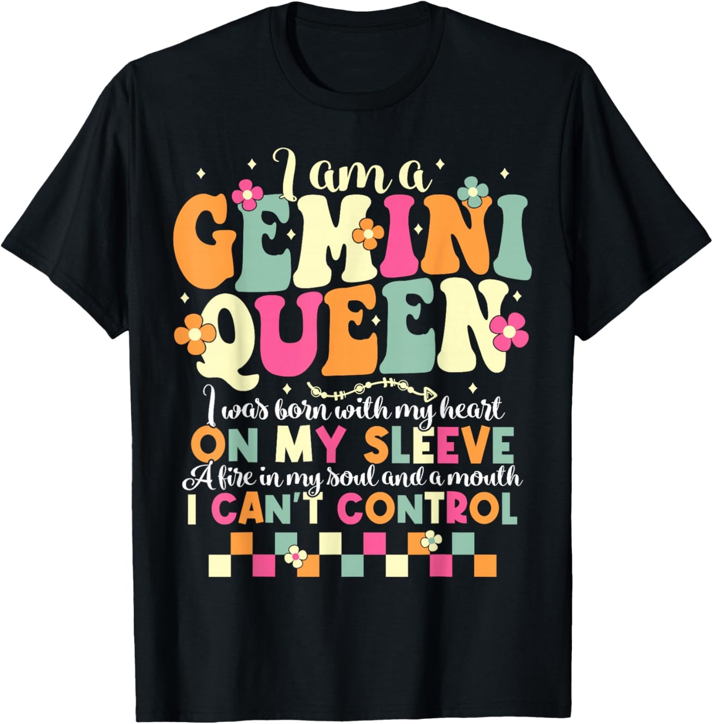 Gemini Queen June Birthday May Gemini Zodiac Sign Women Girl T-Shirt - T-Shirt | Black