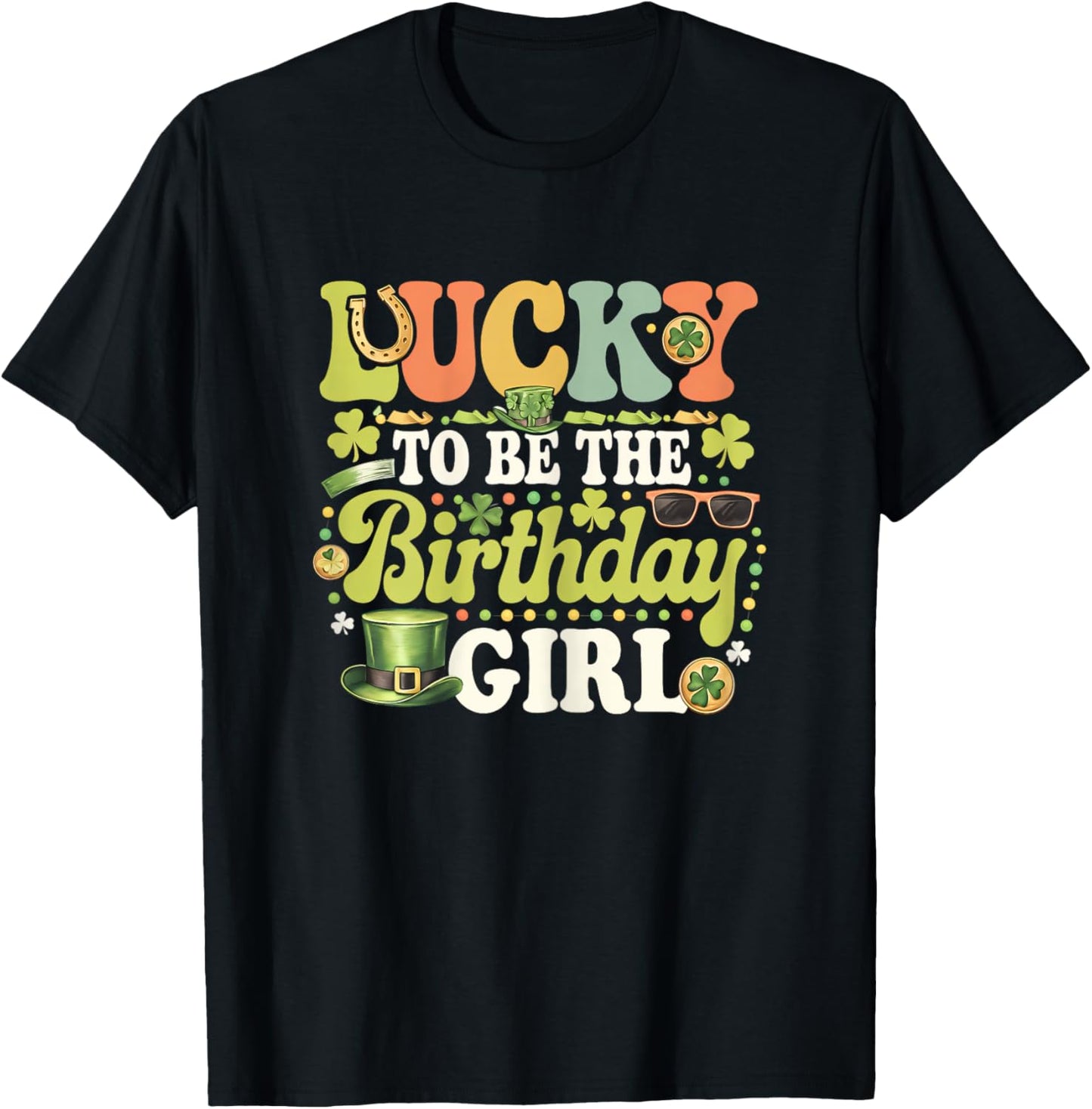 Lucky To Be The Birthday Girl Daughter St Patricks Day Kids T-Shirt - T-Shirt | Black