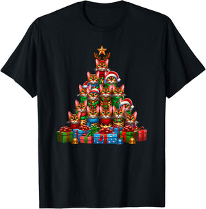 Christmas Tree Bengal Cat Men Women Kids T-Shirt - T-Shirt | Black