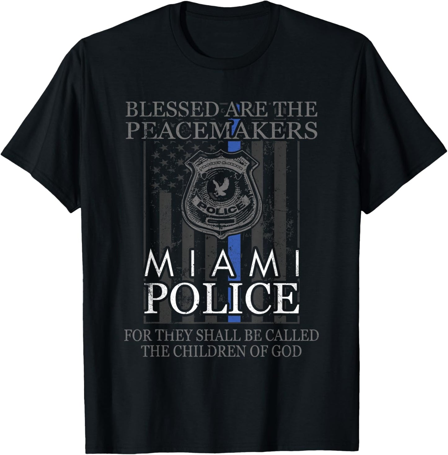 Miami Police Support Saint Michael Police Officer Prayer T-Shirt - T-Shirt | Black