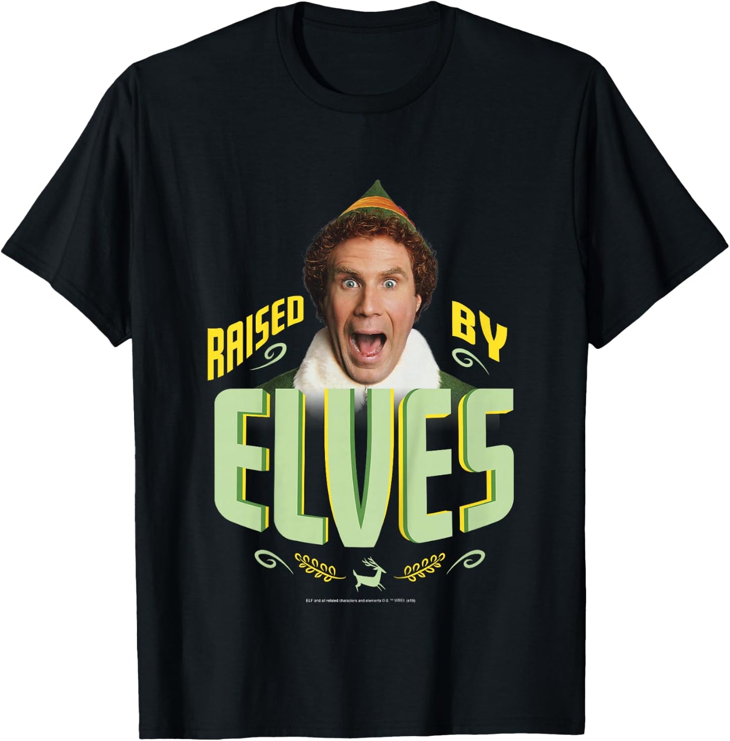 Kids Elf Buddy Raised By Elves Screaming Portrait T-Shirt - T-Shirt | Black
