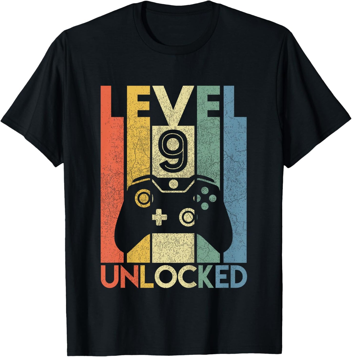 Level 9 Unlocked Shirt Funny Video Gamer 9th Birthday Gift T-Shirt - T-Shirt | Black