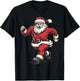Santa Running Funny Cross Country Runner Christmas Pajama T-Shirt - T-Shirt | Black
