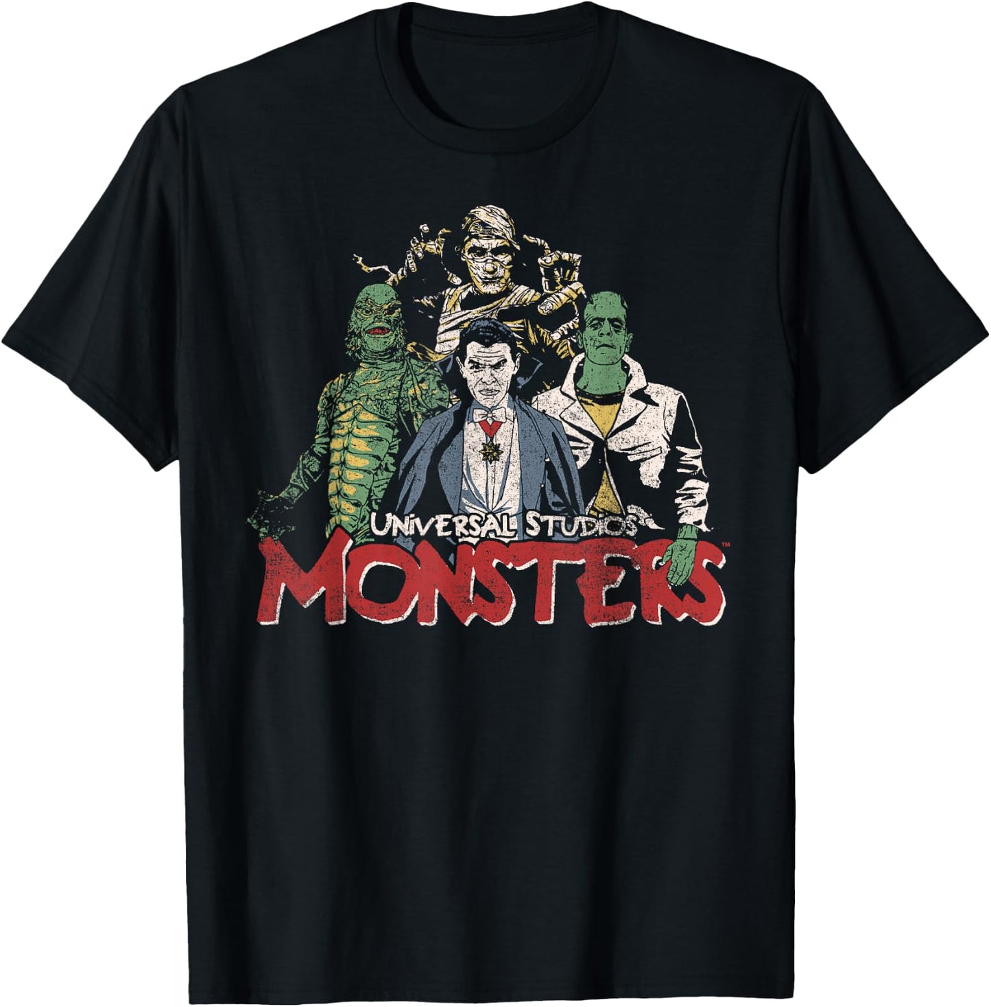 Universal Monsters Vintage Group Shot T-Shirt - T-Shirt | Black