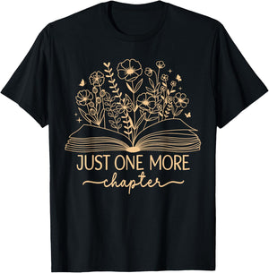 Just One More Chapter Bookish Book Reading Beige Sand Tan T-Shirt - T-Shirt | Black