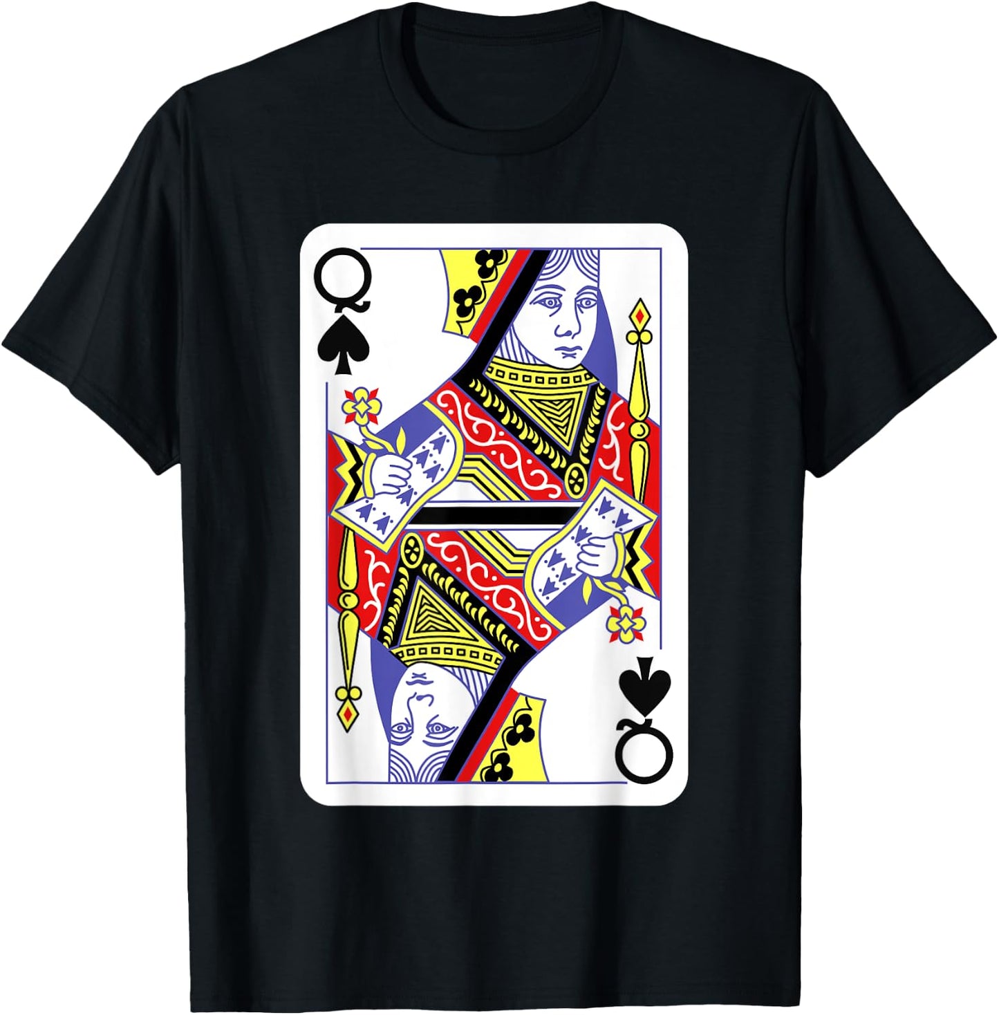 Queen of Spades Playing Cards Halloween Costume Casino Easy T-Shirt - T-Shirt | Black