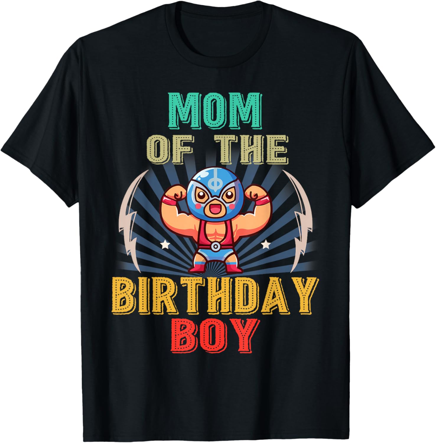 Wrestling Mom of The Birthday Wrestler Men Boy Kid T-Shirt - T-Shirt | Black
