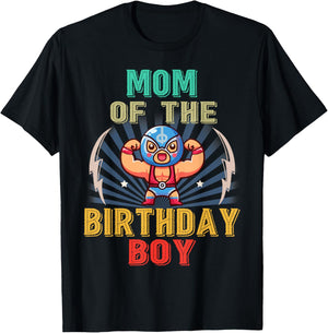 Wrestling Mom of The Birthday Wrestler Men Boy Kid T-Shirt - T-Shirt | Black