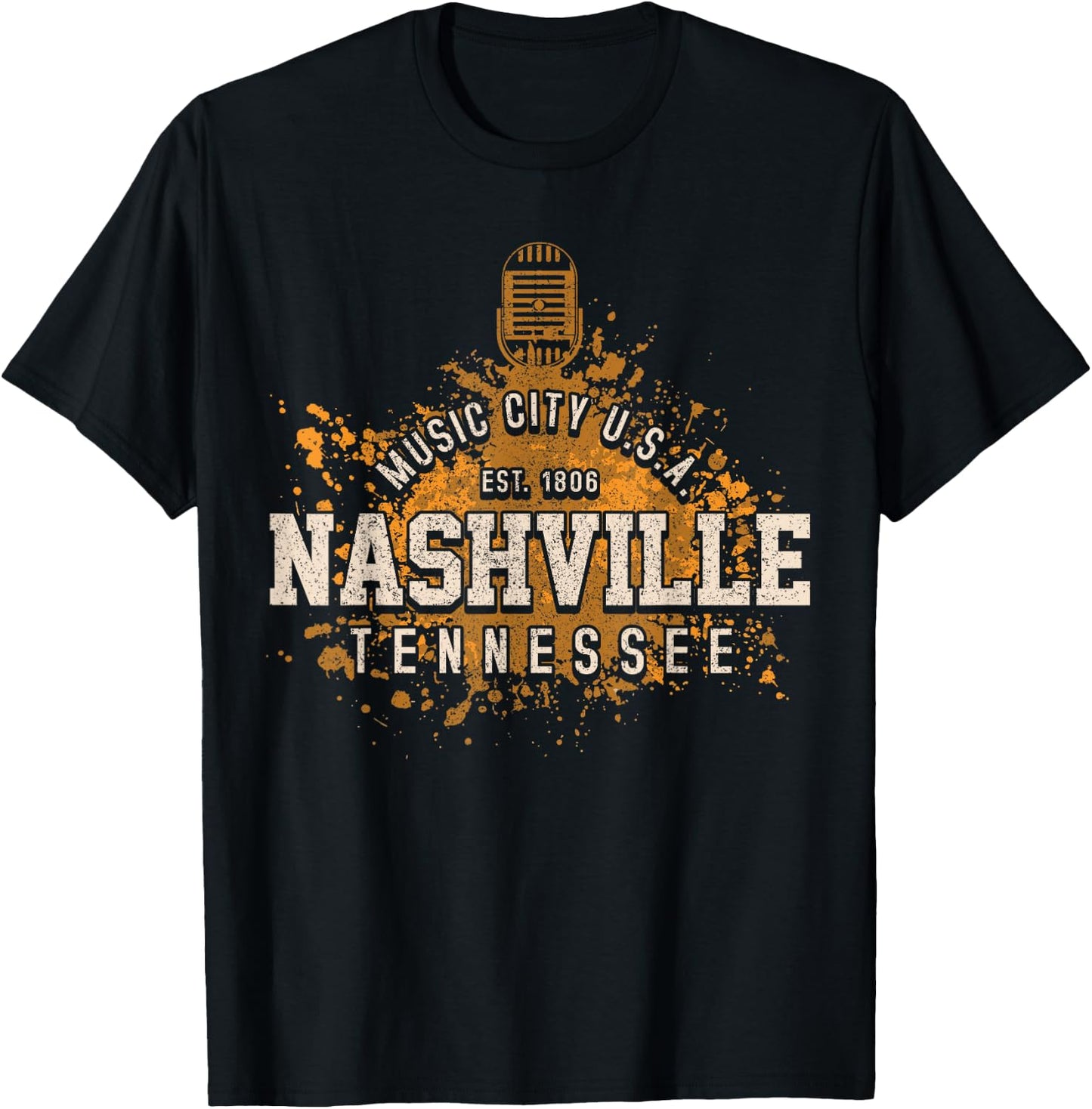 Nashville - Music City Tennessee Country Music Souvenir T-Shirt - T-Shirt | Black