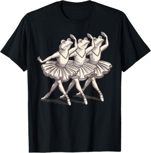 Retro Frogs Ballet Dancer Dance Women Girls Ballerina Frog T-Shirt - T-Shirt | Black