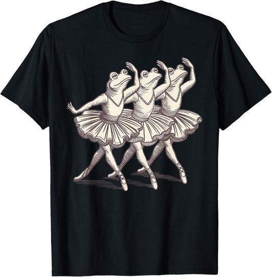 Retro Frogs Ballet Dancer Dance Women Girls Ballerina Frog T-Shirt - T-Shirt | Black