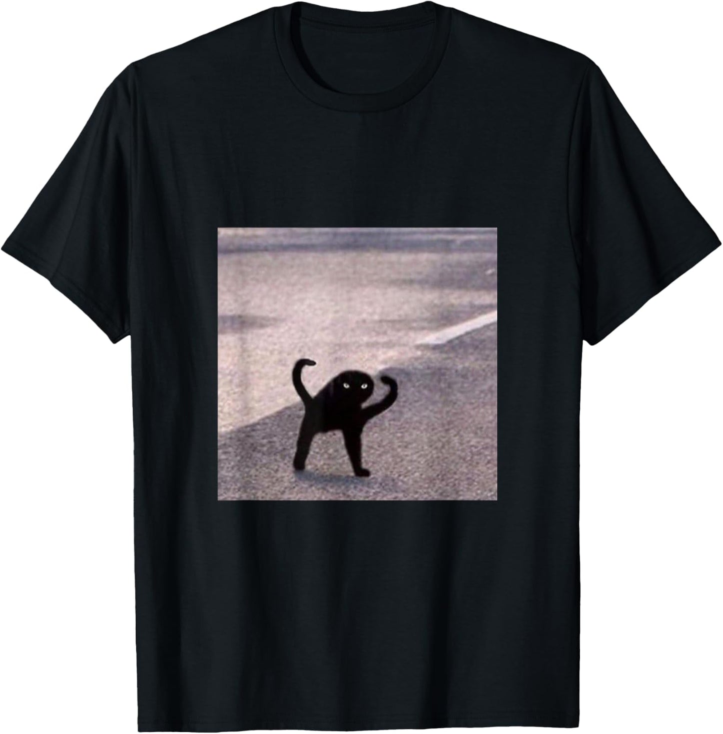 Cursed Cat Black Meme Funny Internet Viral Joke Pun Gift T-Shirt - T-Shirt | Black