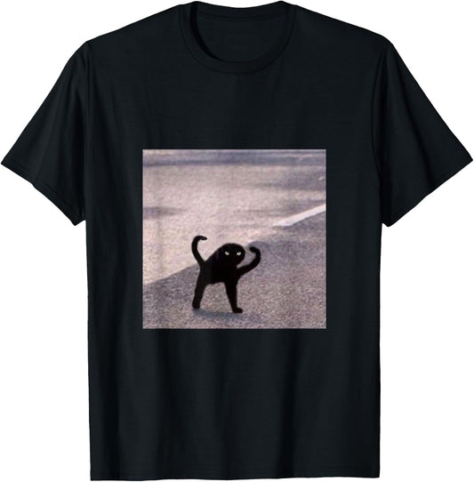 Cursed Cat Black Meme Funny Internet Viral Joke Pun Gift T-Shirt - T-Shirt | Black