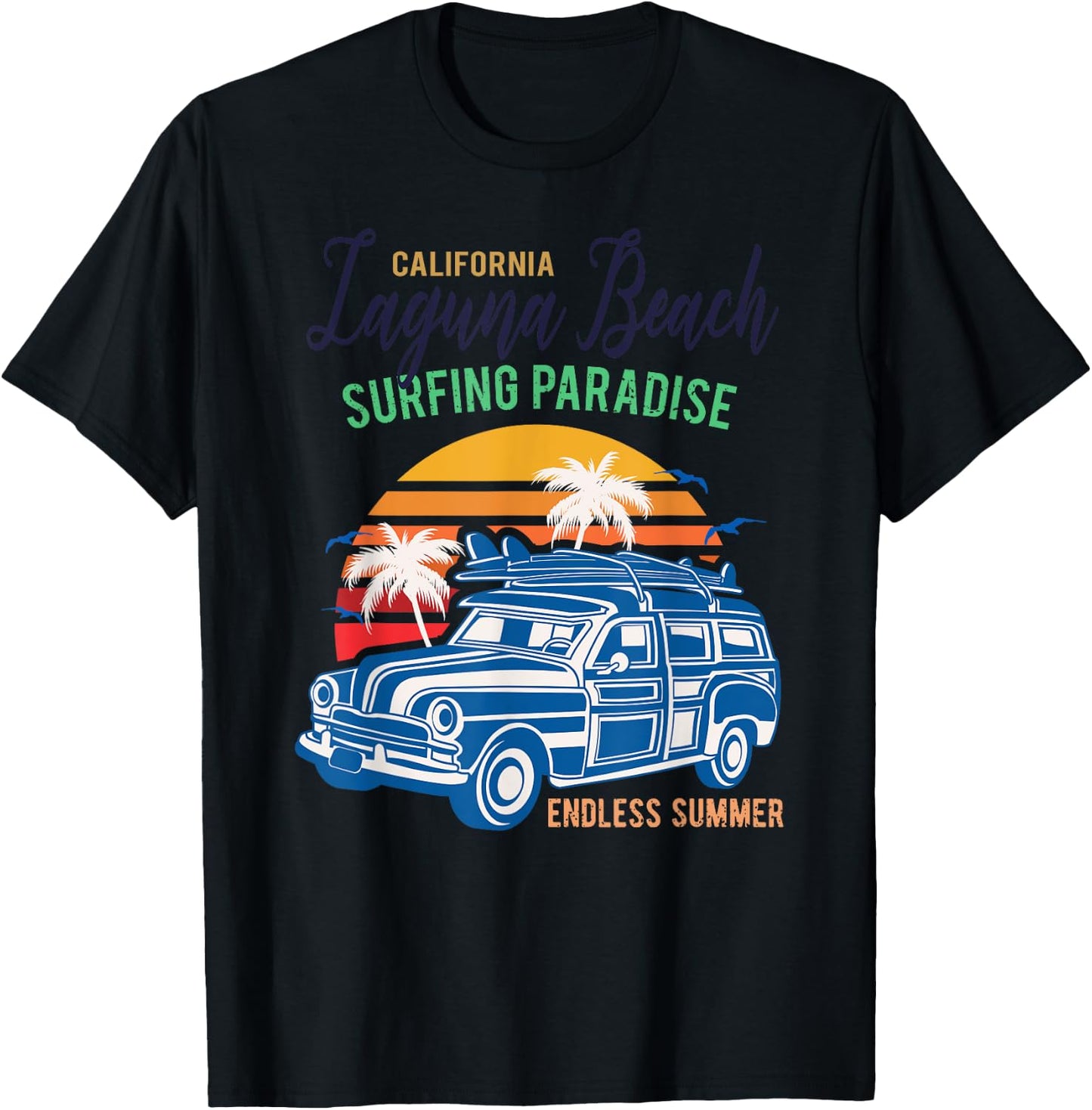 Surf California Laguna Beach Shirt 70s 80s Laguna CA Shirt T-Shirt - T-Shirt | Black