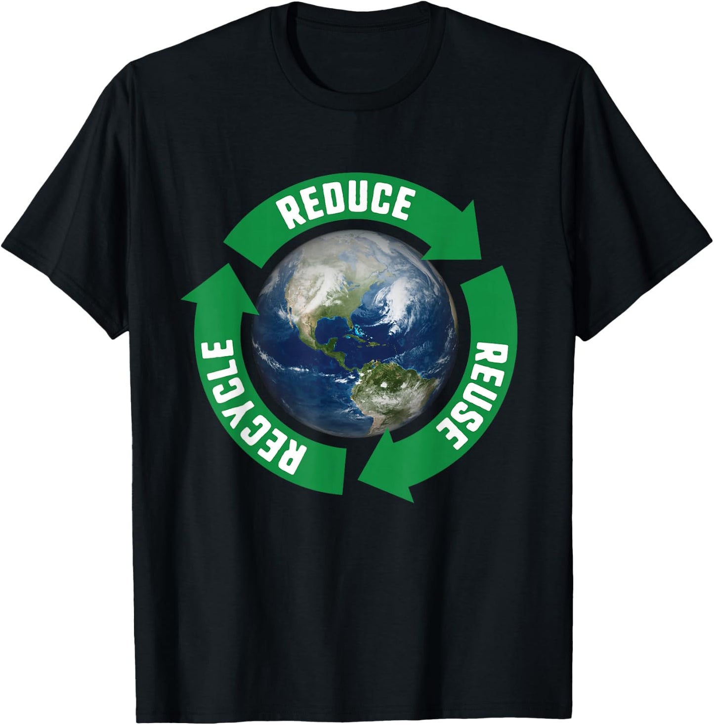 Reduce Reuse Recycle April 22 Earth Day T-Shirt - T-Shirt | Black