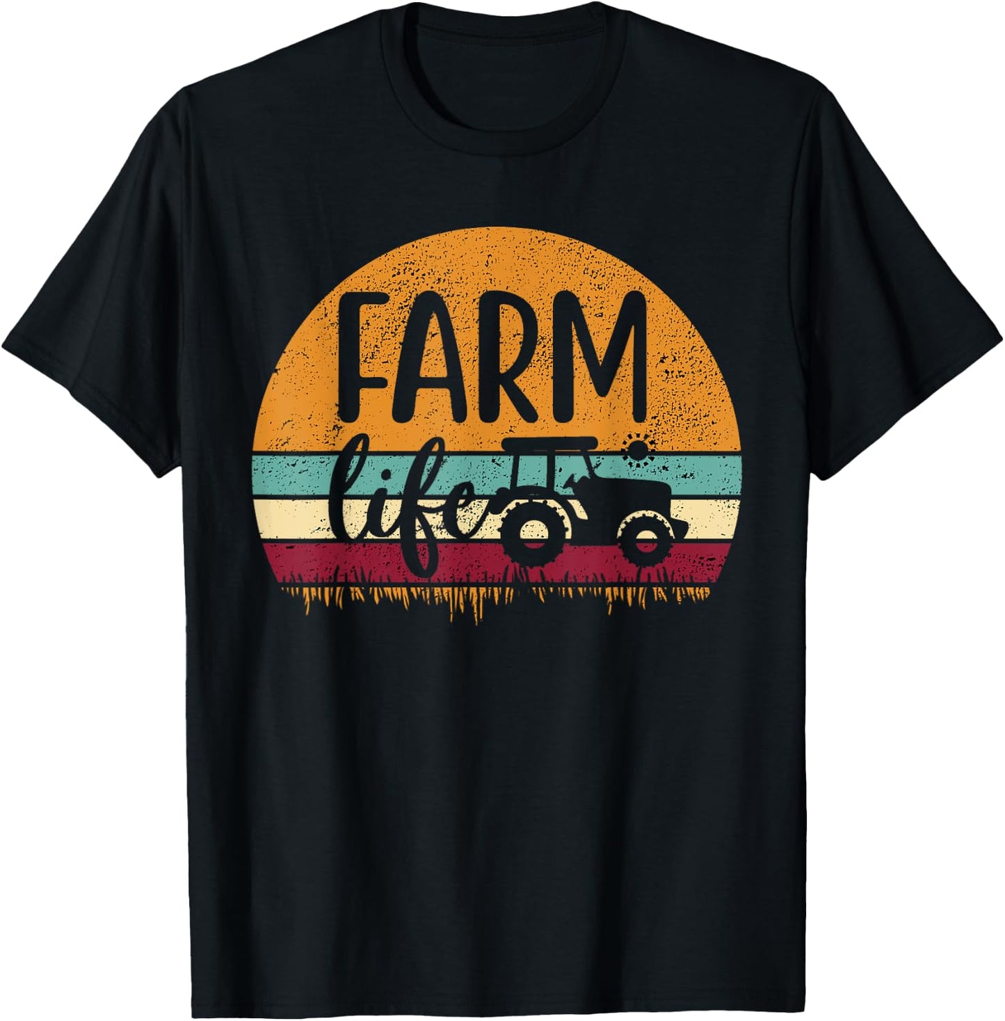 Retro Vintage Farm Life Farming Tractor Family Farmer Gift T-Shirt - T-Shirt | Black
