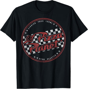 Disney Pixar Toy Story Pizza Planet Checkered Logo T-Shirt - T-Shirt | Black
