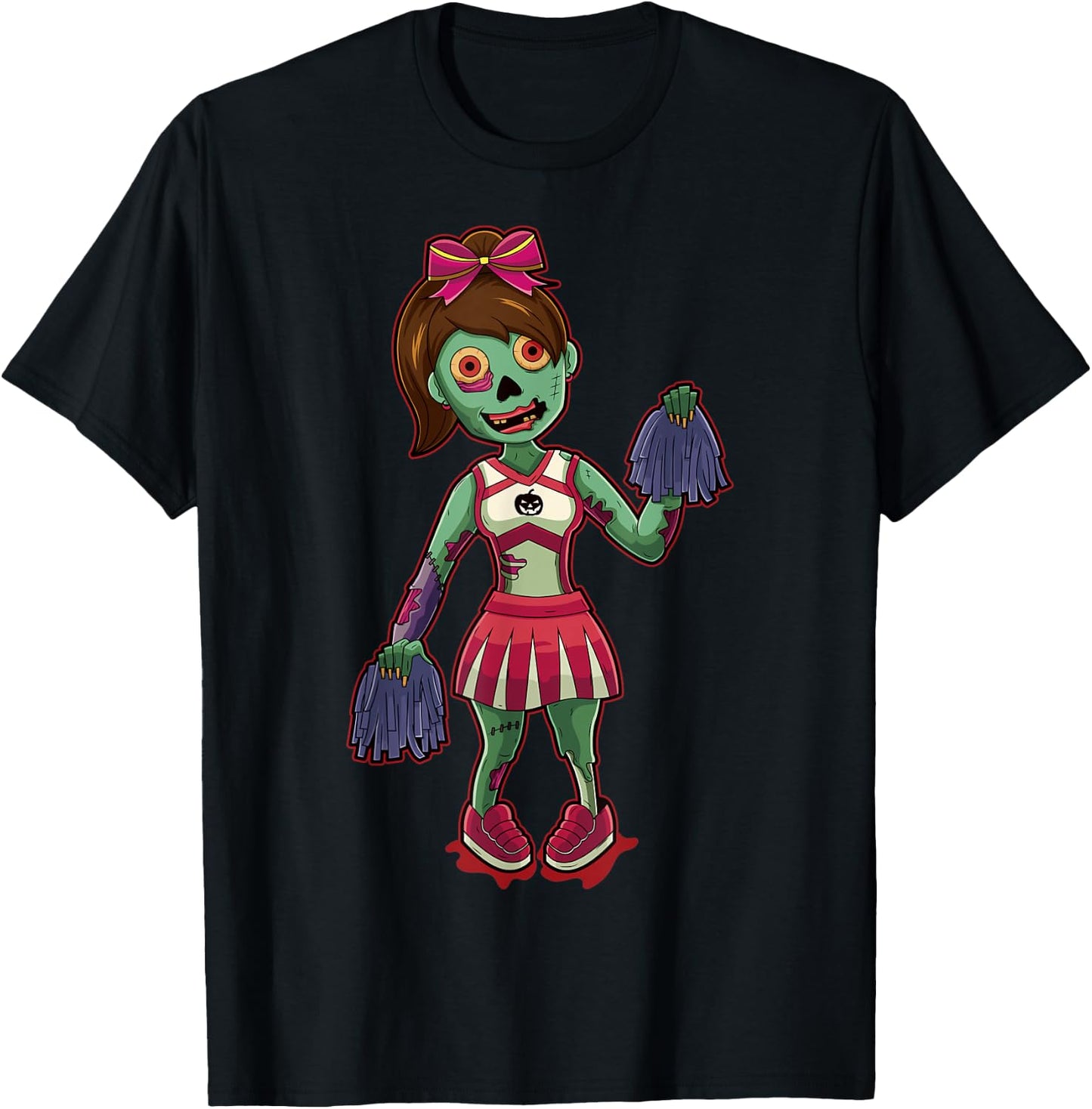 Zombie Girl Cheerleader Halloween Gift T-Shirt - T-Shirt | Black