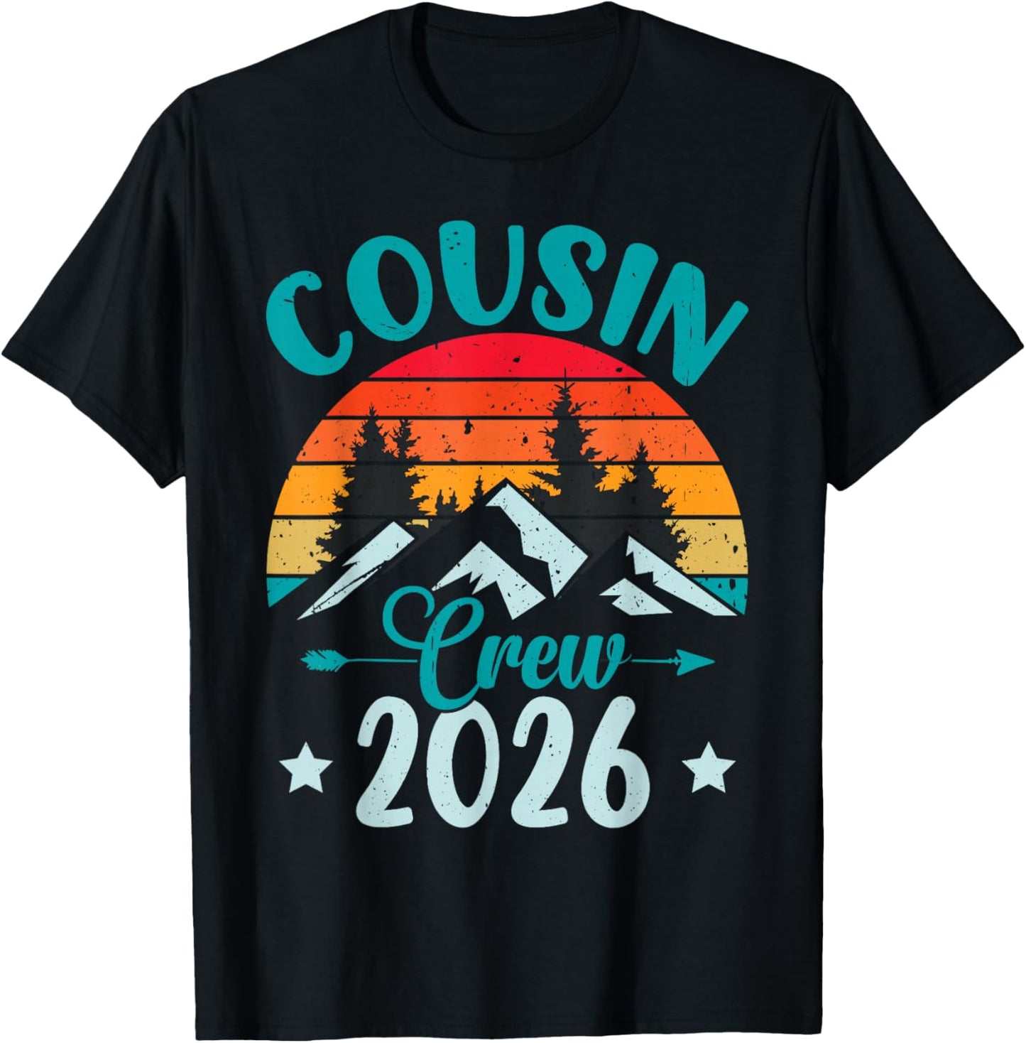 Retro Cousin Crew 2026Vacation Mountain T-Shirt - T-Shirt | Black