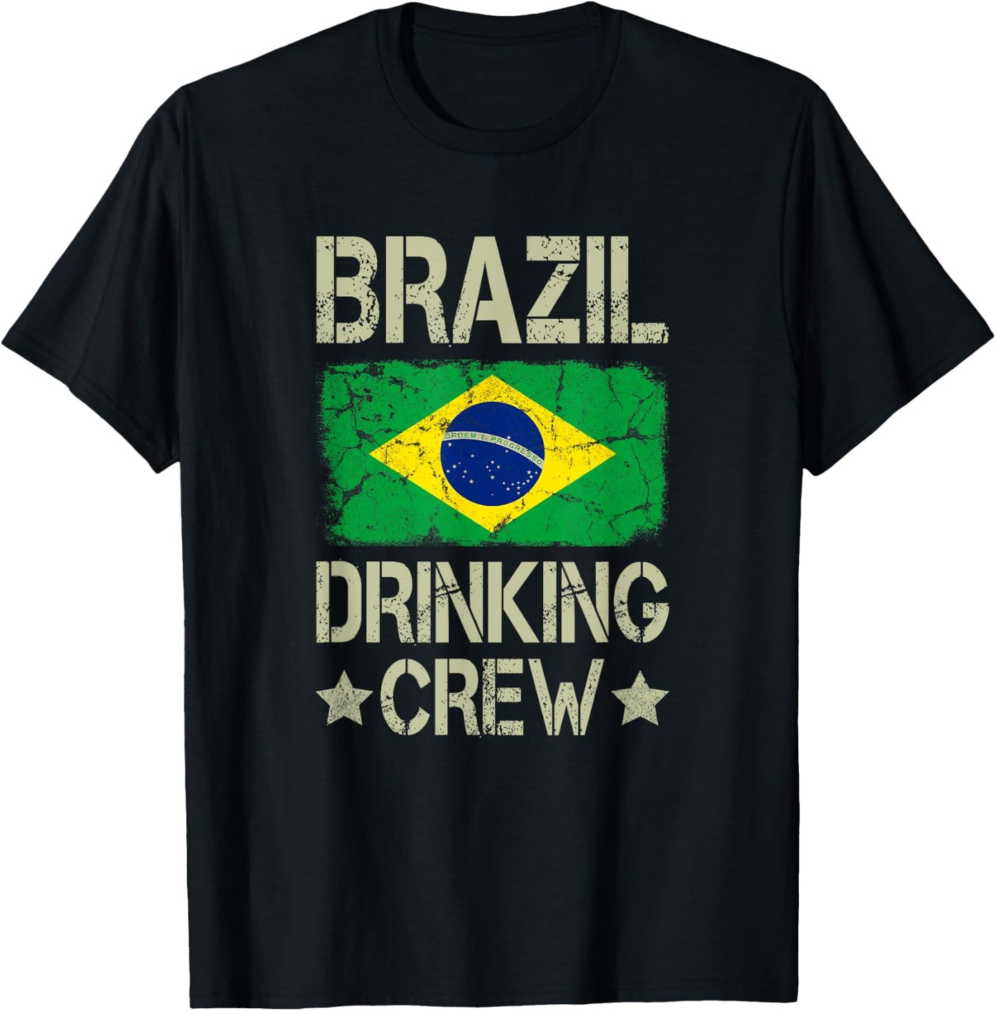 Brazil Drinking Crew Brazilian Flag Funny Matching Drinking T-Shirt - T-Shirt | Black