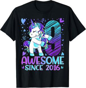 9 Year Old Unicorn Gifts For Girls 9th Birthday Girl Party T-Shirt - T-Shirt | Black