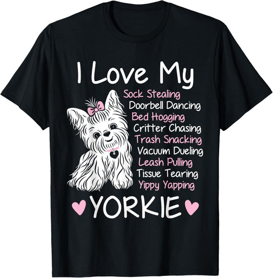 I Love My Yorkie - Cute Funny Habits Design T-Shirt - T-Shirt | Black