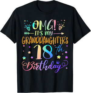 OMG It's My Granddaughter's 18th Birthday Sweet 18 Years Old T-Shirt - T-Shirt | Black