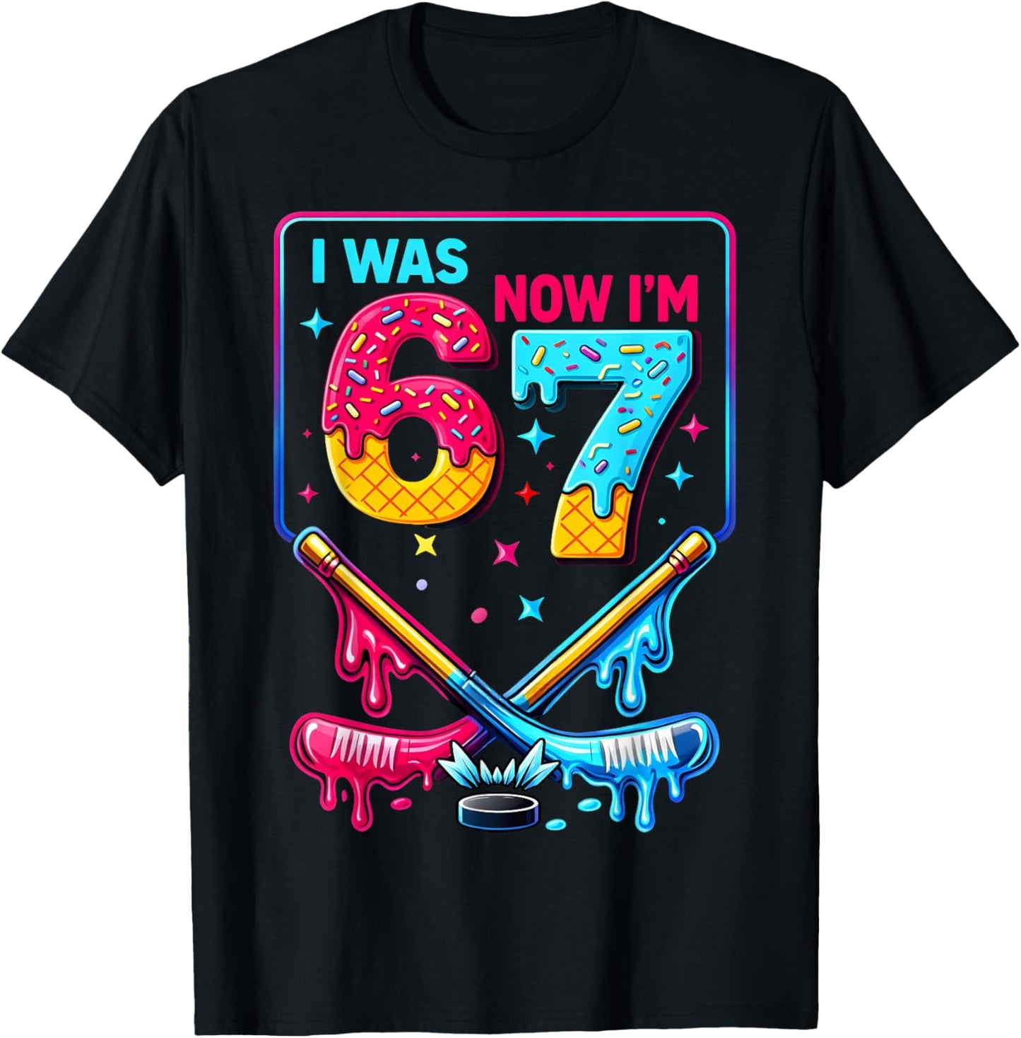 Ice Hockey I was 6 Now I'm 7 Birthday Boys Gifts for Kids T-Shirt - T-Shirt | Black