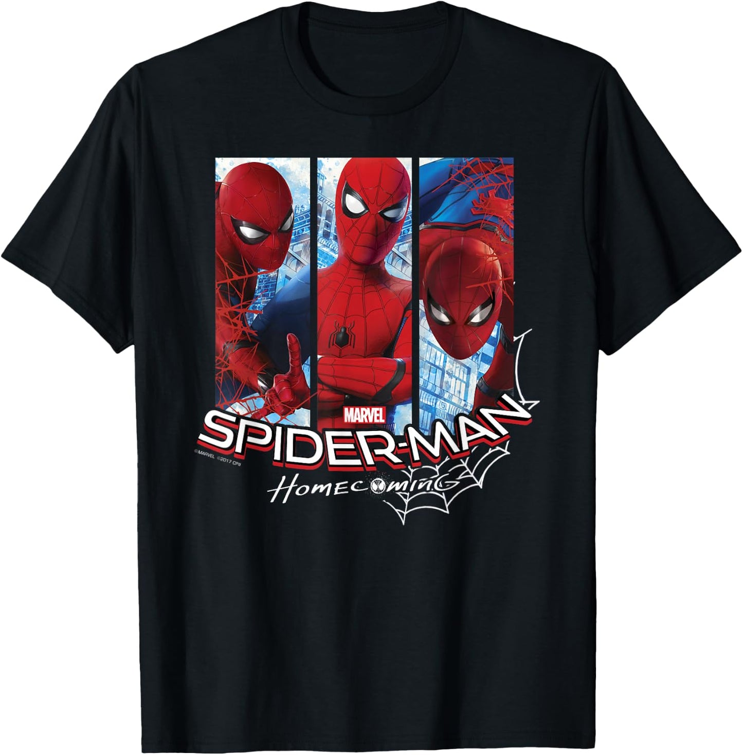 Marvel Spider-Man Homecoming Three Panel Pose T-Shirt - T-Shirt | Black
