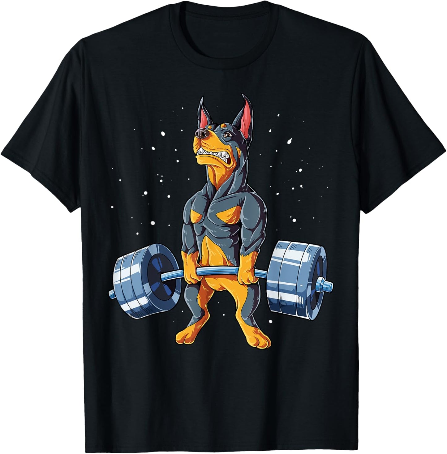Doberman Weightlifting Funny Deadlift Men Fitness Gym Gifts T-Shirt - T-Shirt | Black