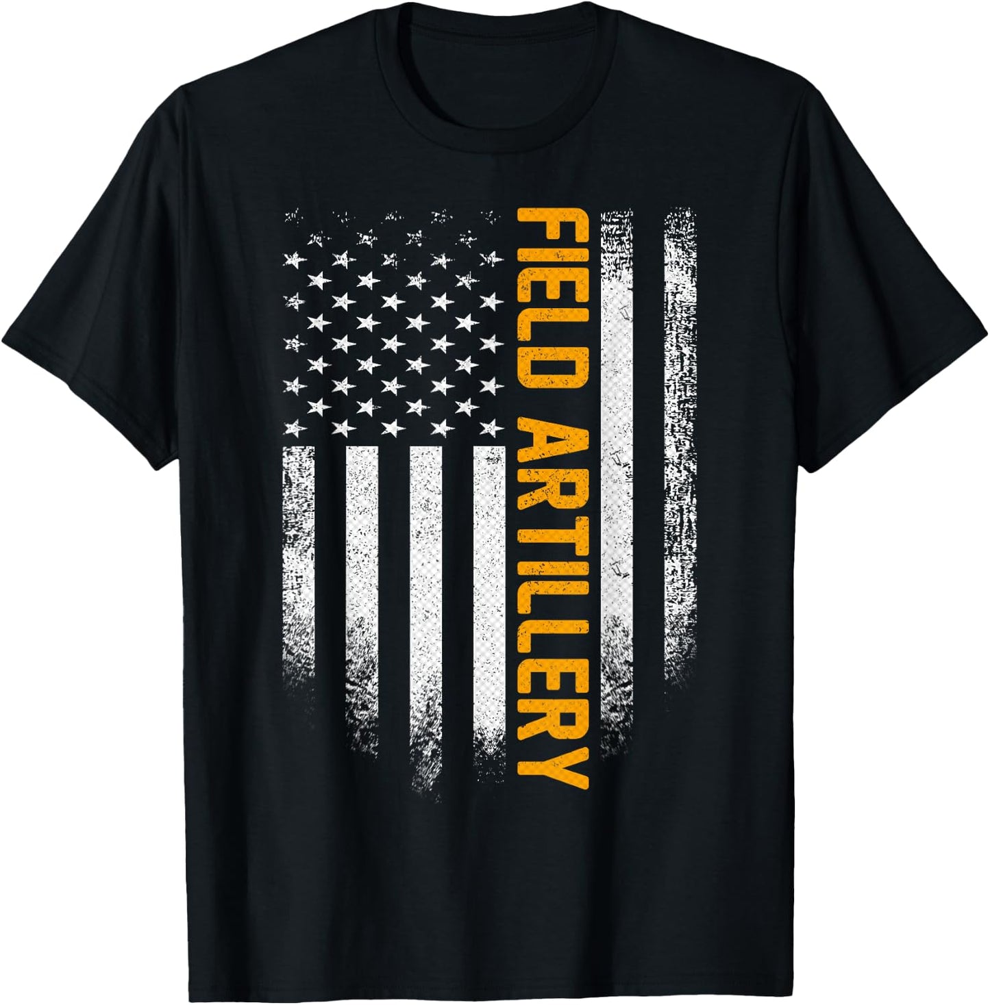 Vintage Field Artillery Distressed American Flag Patriotic T-Shirt - T-Shirt | Black