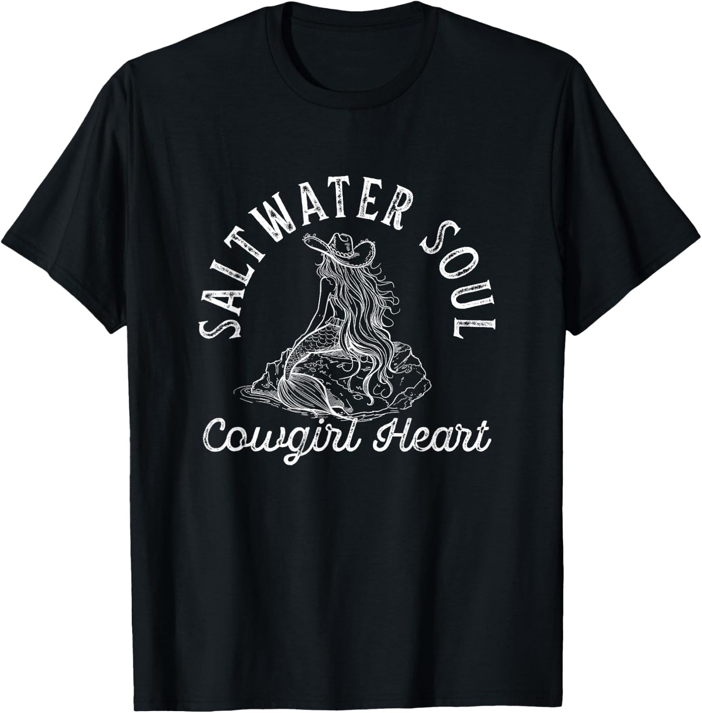Coastal Cowgirl Mermaid Core Aesthetic Western Cute Beachy T-Shirt - T-Shirt | Black