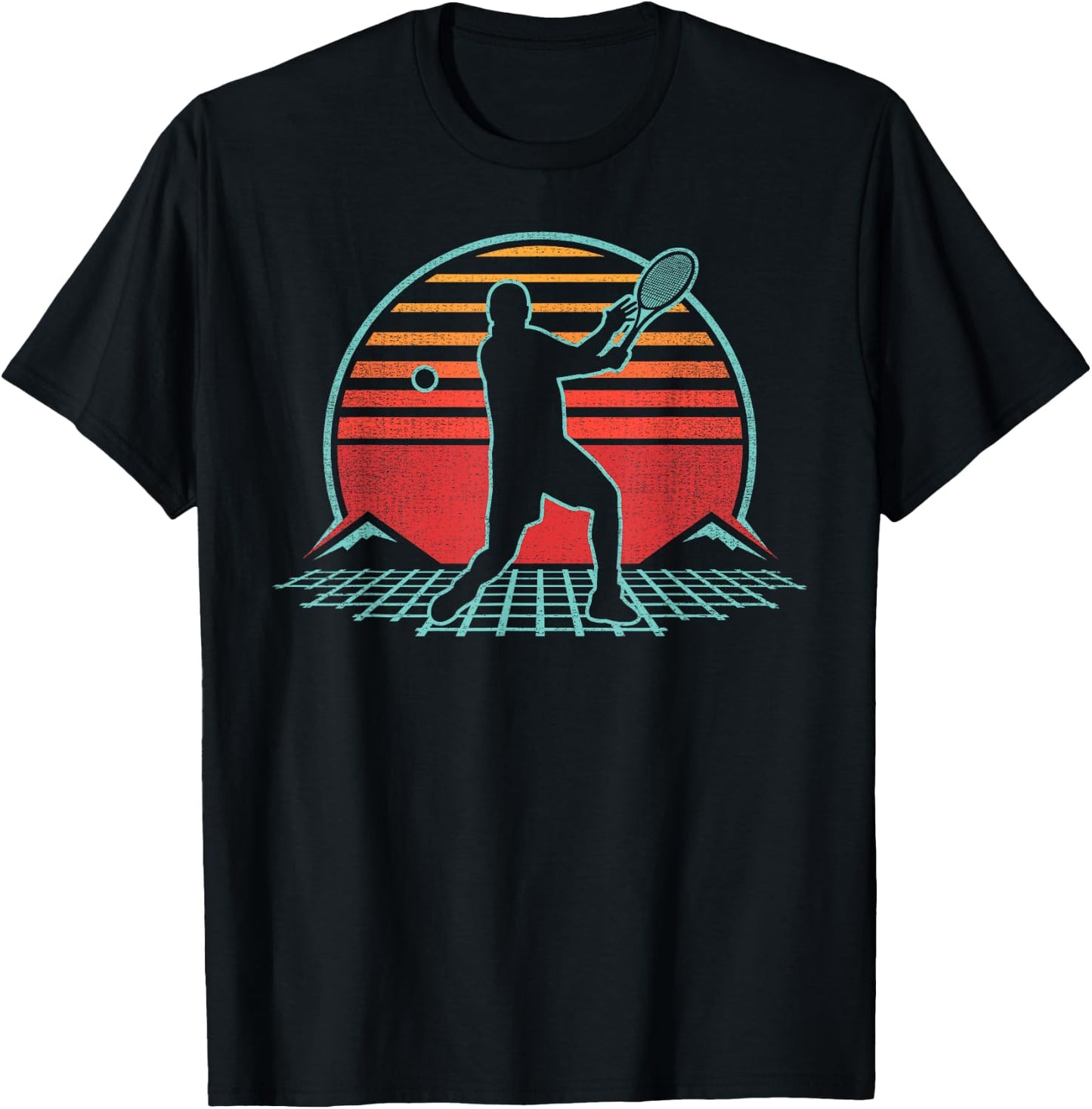 Tennis Retro Vintage 80s Style Coach Player Gift T-Shirt - T-Shirt | Black