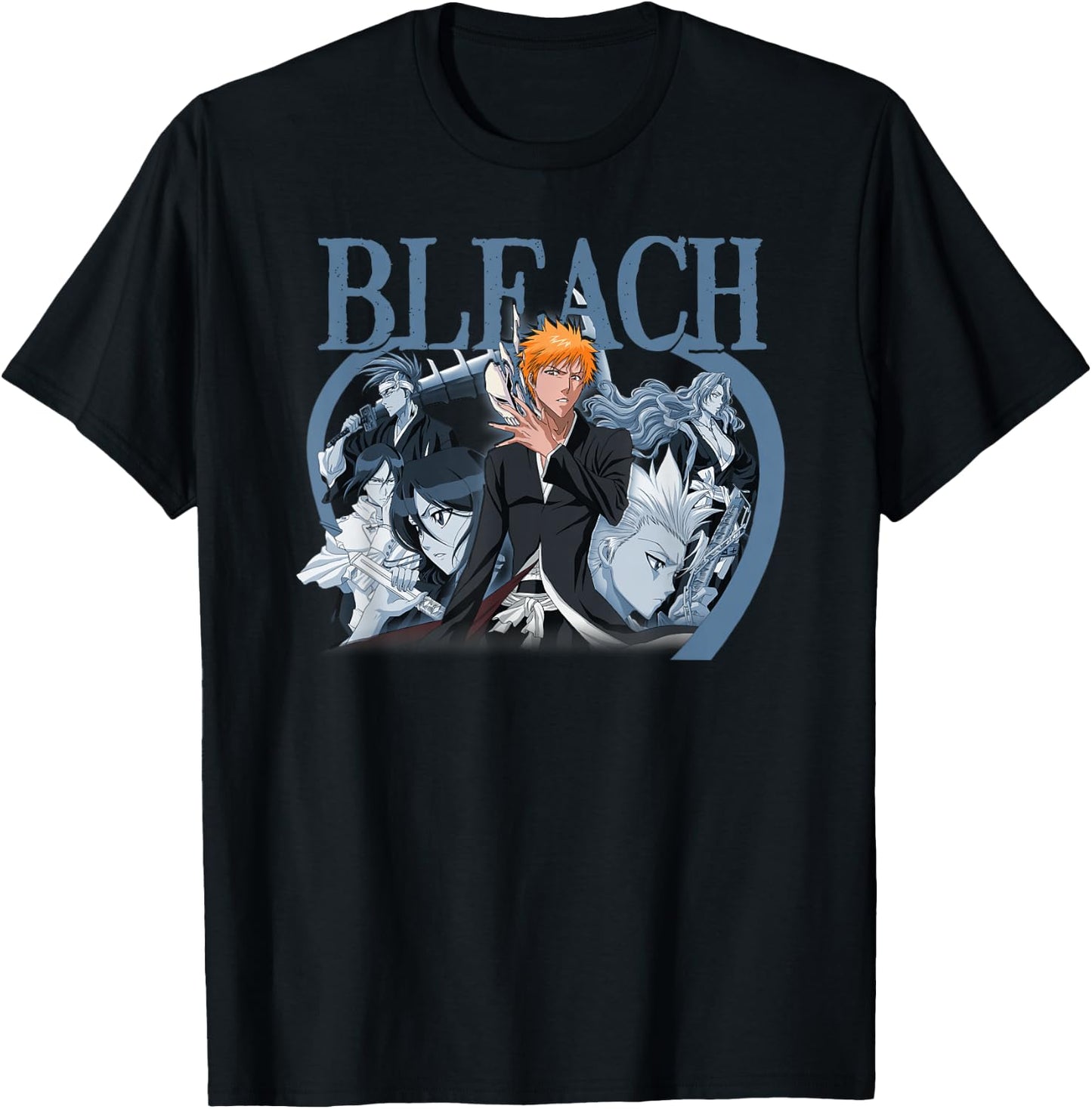 Bleach Ichigo with Blue Toned Group Color Anime T-Shirt - T-Shirt | Black
