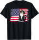 4th of July Patriotic Cat Lover American USA Flag T-Shirt - T-Shirt | Black