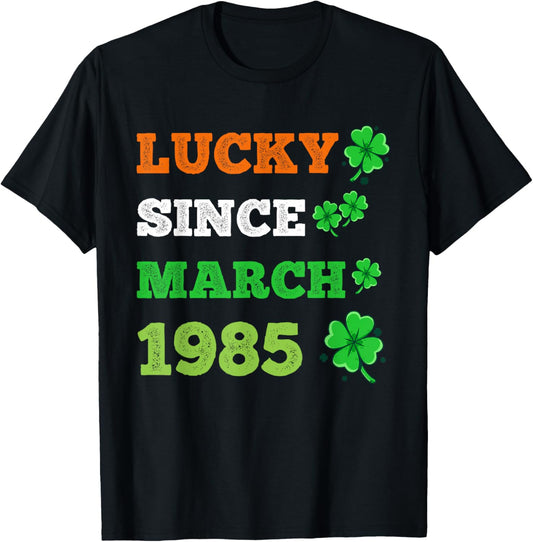 Lucky since March 1985 41 year old Patrick's birthday gifts T-Shirt - T-Shirt | Black
