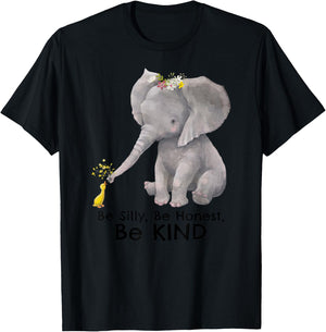 Cute Elephant Duck Motivational Kindness Positive Message T-Shirt - T-Shirt | Black