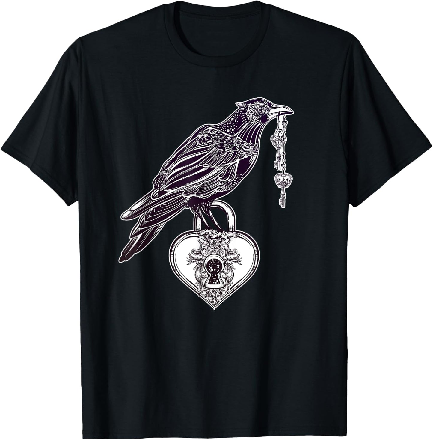 Stay Weird - Raven with Heart - Vintage Engraving T-Shirt - T-Shirt | Black