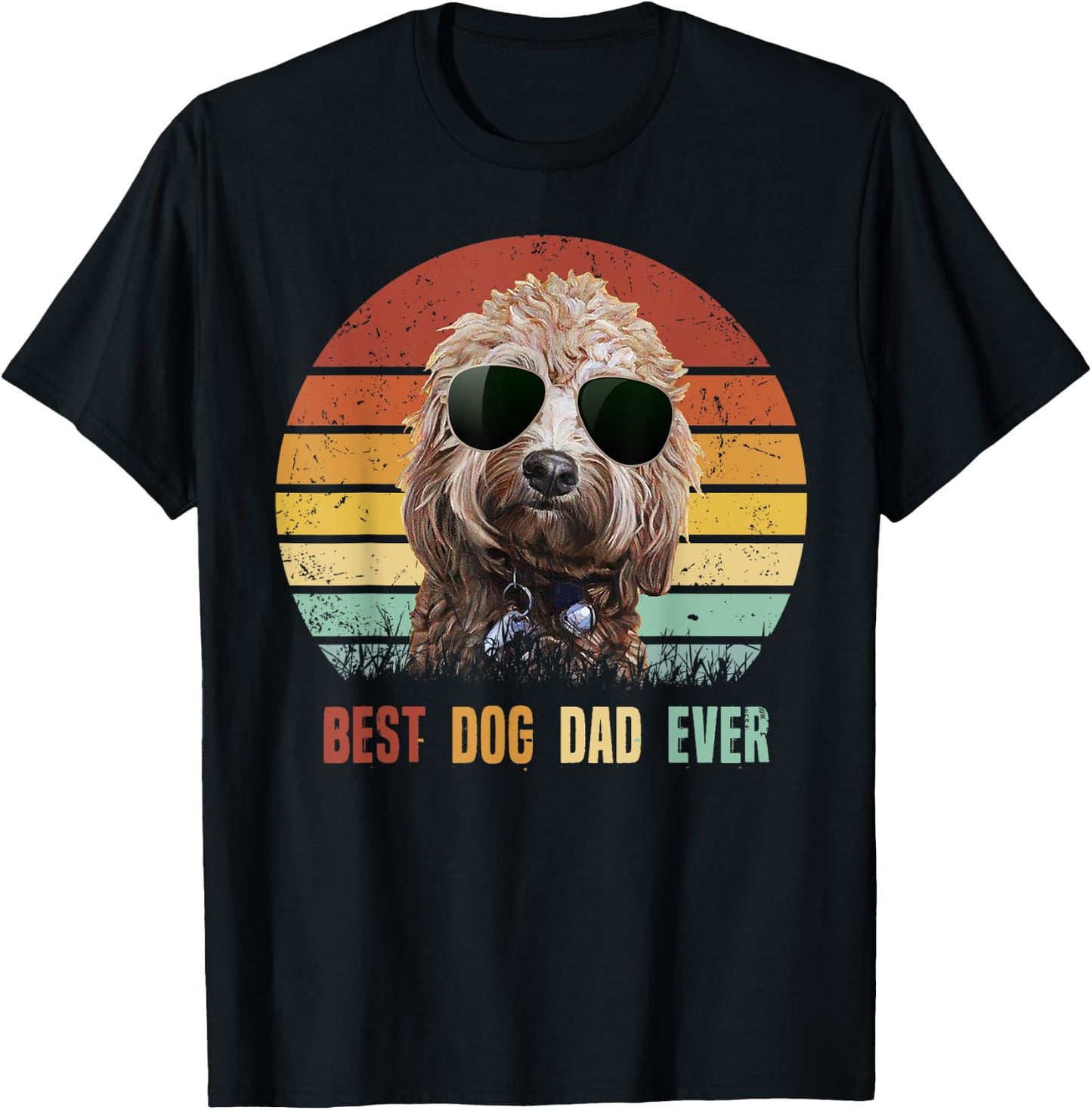 Vintage Best Dog Dad Ever Poodle Father's Day Gifts T-Shirt - T-Shirt | Black