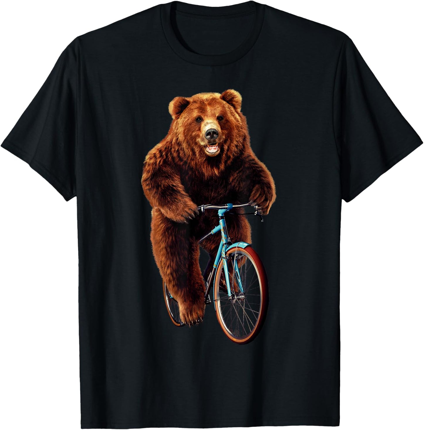 Mountain Biking Bear – Funny Cyclist Animal Lovers T-Shirt - T-Shirt | Black