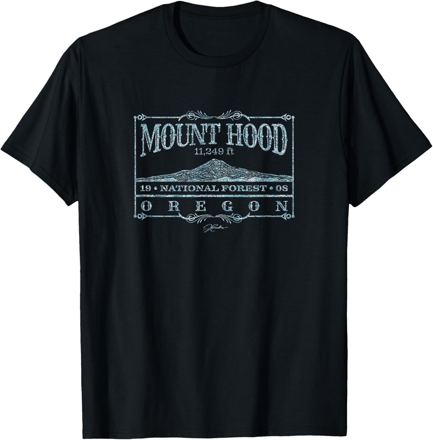 JCombs: Mount Hood National Park, OR (Distressed) T-Shirt - T-Shirt | Black