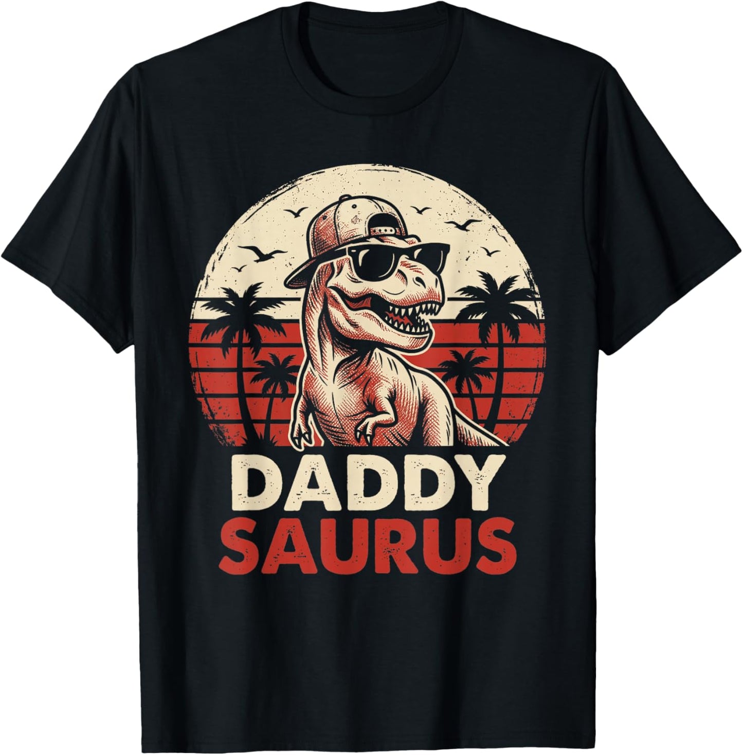 Daddy Saurus T rex Dinosaur Daddysaurus Fathers Day for Dad T-Shirt - T-Shirt | Black