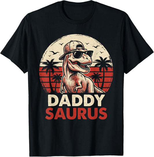 Daddy Saurus T rex Dinosaur Daddysaurus Fathers Day for Dad T-Shirt - T-Shirt | Black