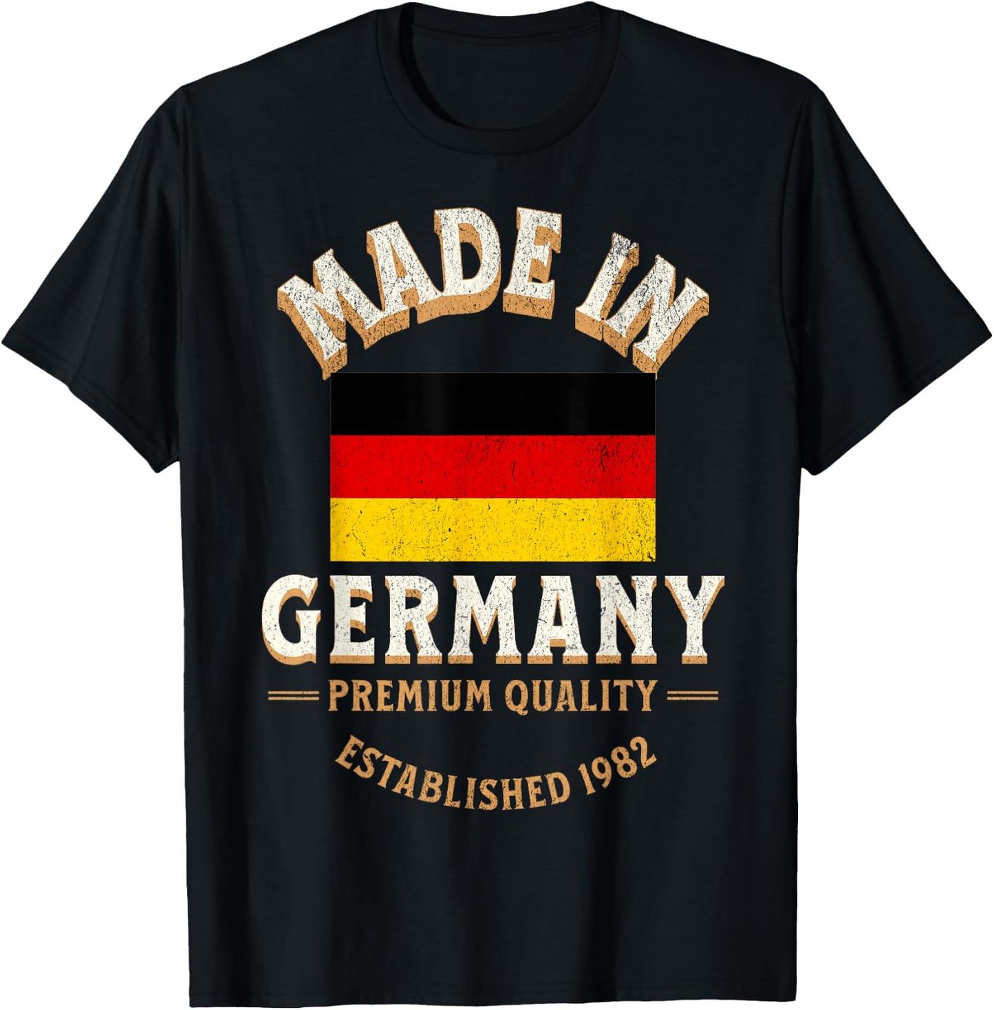 Made In Germany 1982 Premium Quality German Flag T-Shirt - T-Shirt | Black