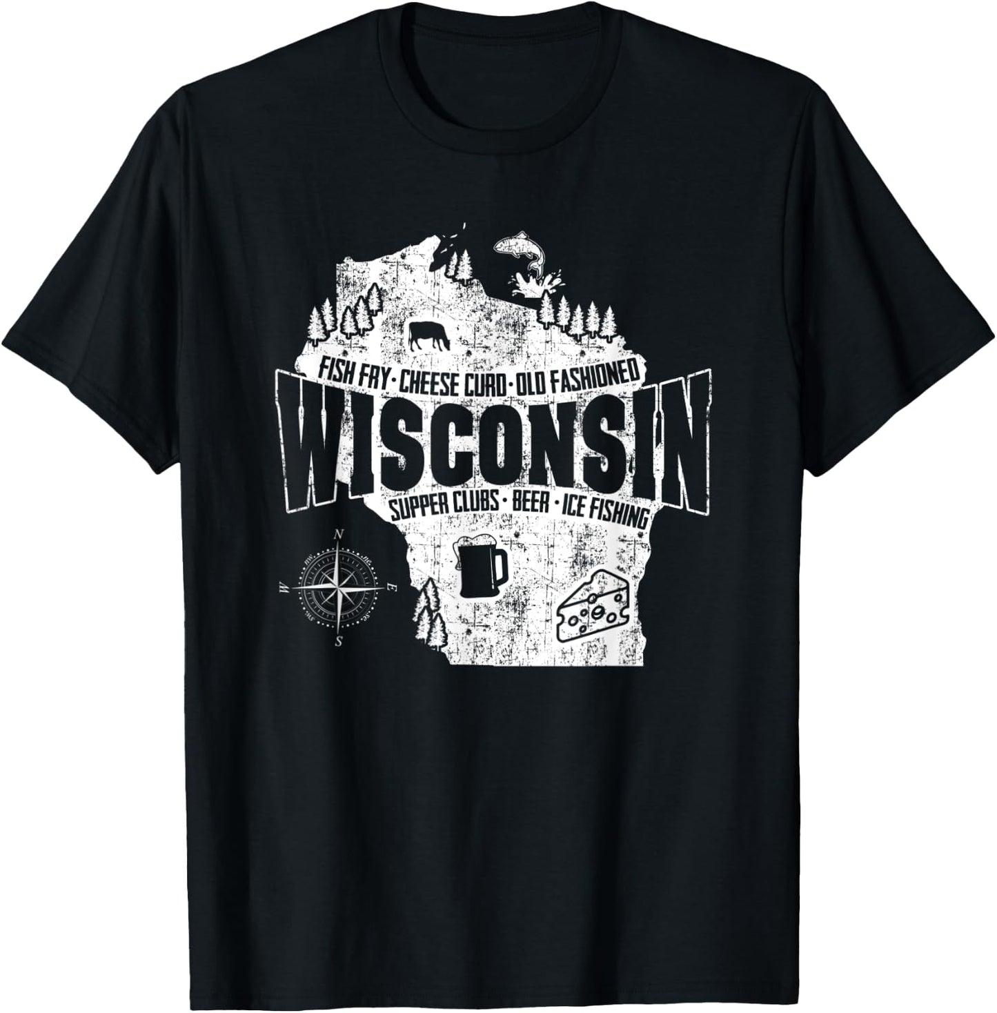 Vintage Wisconsin Shirt -I love Wisconsin T-Shirt - T-Shirt | Black