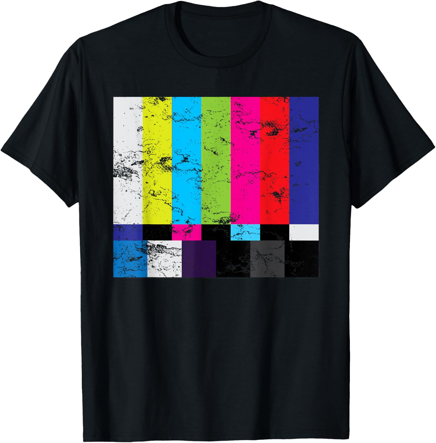 TV Color Bars Shirt Television Test Pattern Monitor Gift T-Shirt - T-Shirt | Black