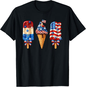 Fourth of July Ice Cream 250 Years Patriotic Popsicle T-Shirt - T-Shirt | Black