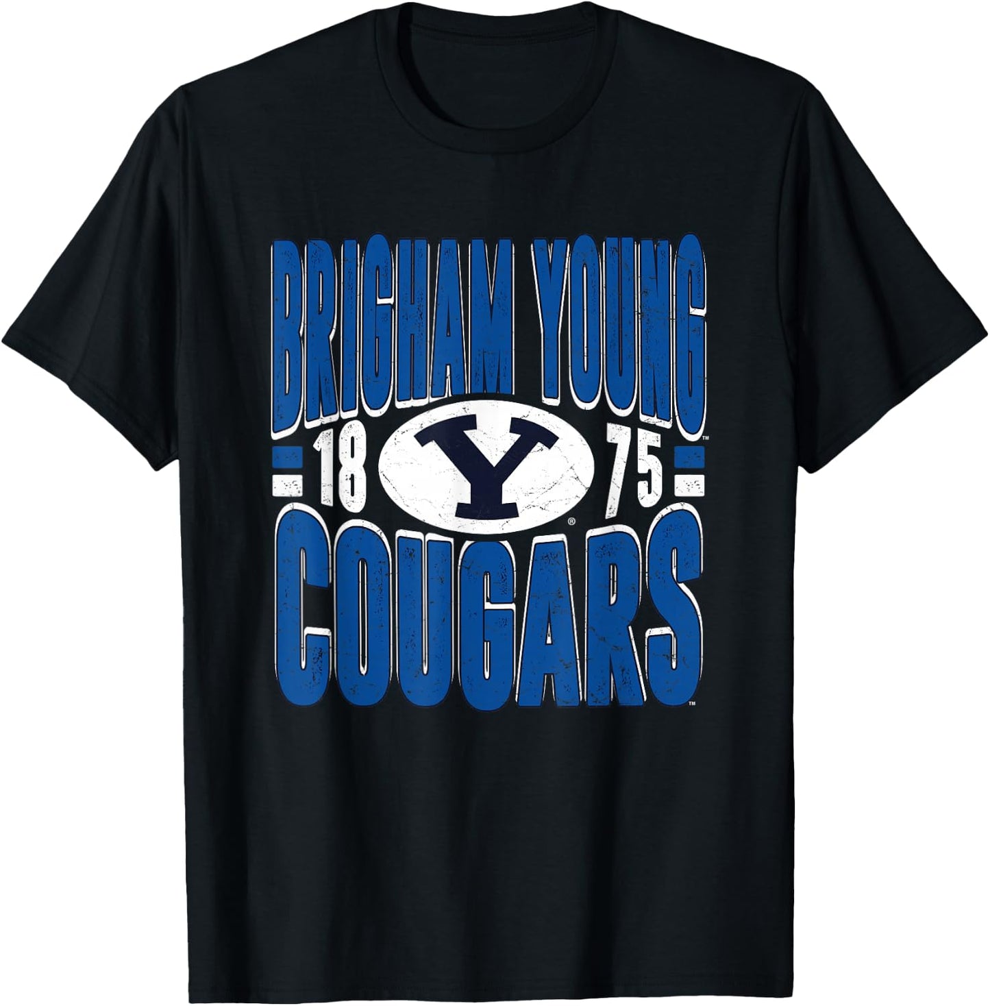 BYU Cougars Vintage 90's Retro Navy Officially Licensed T-Shirt - T-Shirt | Black