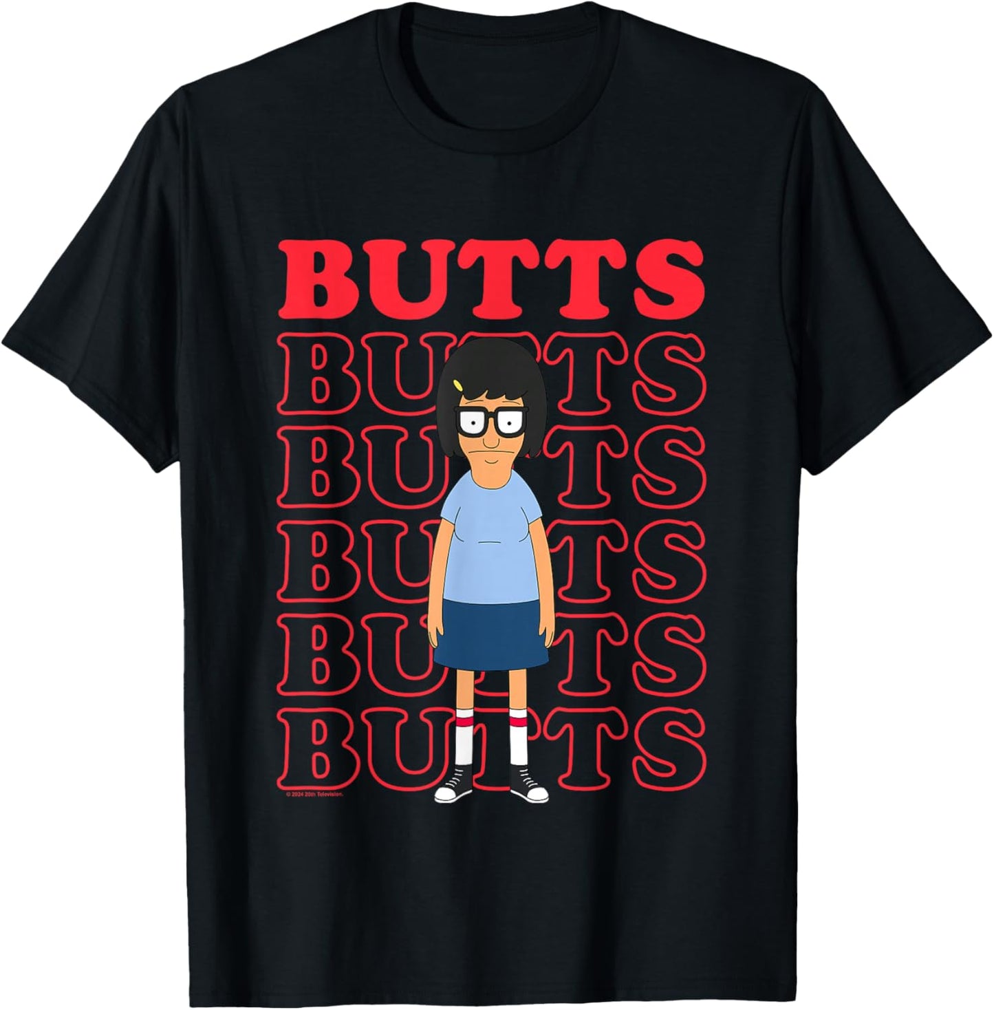 Bob's Burgers Tina Likes Butts Logo Stack T-Shirt - T-Shirt | Black