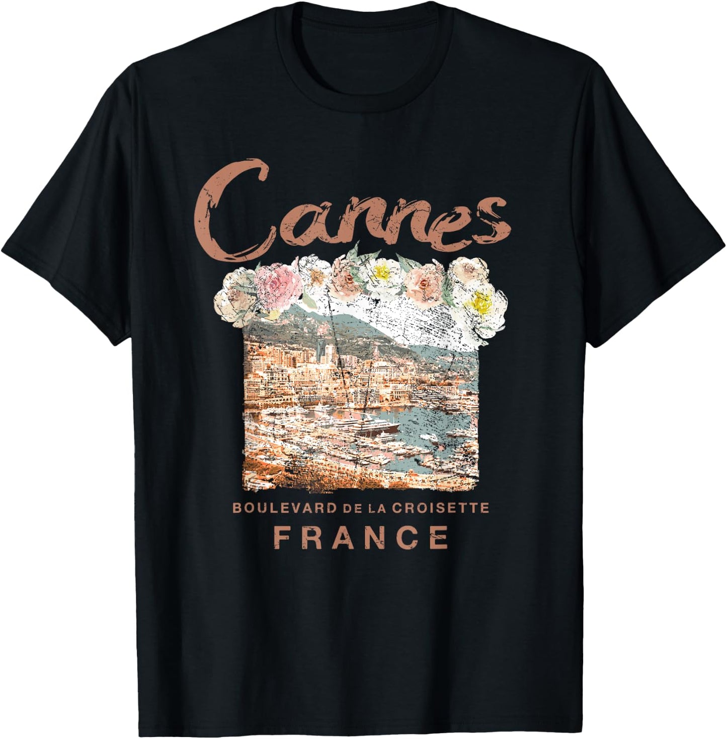Cannes France French Riviera Festival Vintage T Shirt T-Shirt - T-Shirt | Black